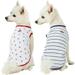 Blueberry Pet Soft & Comfy Summer Vacation Beach Cotton Dog T-Shirts 2 Pack Sea Lover Navy Sailor Shirts Tank Top Clothes Back Length 10 for Small Dogs