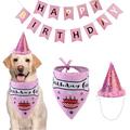 Yosbabe Dog Birthday Decorations Kit Dog Birthday Bandana Pet Scarfs Dog Birthday Party Cone Hat Cute Doggie Birthday Banners Great Dog Birthday Outfit and Decoration Set for Dog Puppy