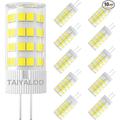 TAIYALOO G4 LED Bulbs 5W T3 40W Halogen Replacement 12V AC/DC JC Bi-Pin Base for Outdoor Landscape Lighting Deck Stair Step Path Lights Daylight White 6000K Non-Dimmable (10 Pack)