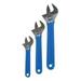 Adjustable Wrench Set 3/4 in 1 in 1 1/8 in Jaw Cap Alloy Steel Chrome Metric/SAE 3-Piece