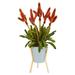 35 Tropical Bromeliad Artificial Plant in Green Planter with Stand