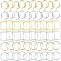 Earrings Beading Hoop for Jewelry Making FANMAOUS Earrings Findings Hoops Earring Charms Open Bezel Pendant Frame for DIY Craft Earring Necklace Crafts Supplies (60 pcs (Round/Square/Hexagon))