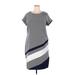 Studio One Casual Dress - Shift: Gray Chevron/Herringbone Dresses - Women's Size 18