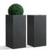 Wallowa Metallic Heavy Tall Outdoor/Indoor Planter Box Rectangular Flowerpot Large Container for Tree 14Lx14Wx30H Inches â€Ž35LBS/PC Gray Set of 2