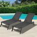 Outdoor 2-Pcs Set Chaise Lounge Chairs Five-Position Adjustable Aluminum Recliner All Weather for Patio Beach Yard Pool ( Grey Frame/ Black fabric)