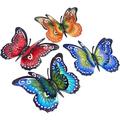 Metal Butterfly Wall Decor- 6.5 3D Metal Colorful Hanging Double Wings Butterflies for Garden Yard Decoration Outdoor or Indoor (4 Pack)