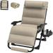 Outdoor Patio Oversized 27 In Zero Gravity Chair Reclining Camping Lounge Chair w/Washable Cushion Beige