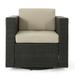 Christopher Knight Home Puerta Outdoor Wicker Swivel Club Chair by Dark Brown + Beige