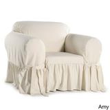 Classic Slipcovers Ruffled Cotton Arm Chair Slipcover Beige