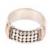 Knight's Dots,'Men's Sterling Silver Band Ring with Dots and Gold Accents'