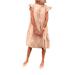 Canrulo Women Summer Mini Dress Solid Color Ruffle Sleeve Round Neck Loose Tiered Flowy Swing Pleated Babydoll Short Dress Pink XL