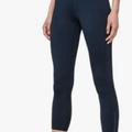 Lululemon Athletica Pants & Jumpsuits | Lululemon Navy Fast And Free Mid Rise Elastic Waist Crop Athletic Leggings 6 | Color: Blue | Size: 6