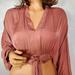 Anthropologie Tops | Anthropology Satin Cropped Tie Waist Smocked Top Rose Pink Romantic Small Nwt | Color: Pink | Size: S