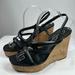 Jessica Simpson Shoes | Jessica Simpson | Women’s Simina 10m Black Leather Cork Wedge Sandals | Color: Black | Size: 10