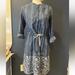 Anthropologie Dresses | Anthropologie Meadow Rue Blue White Button Block Print Casual Dress Size 10 | Color: Blue/White | Size: 10