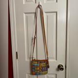 Dooney & Bourke Bags | Dooney Bourke Picnic Ants Madeas Canvas Leather Crossbody | Color: Blue/Gold | Size: Small