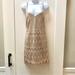 Jessica Simpson Dresses | Jessica Simpson Golden Metallic Lace Cocktail Fringe Dress Woman’s Size 2 | Color: Cream/Gold | Size: 2