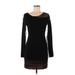 BCBGMAXAZRIA Casual Dress - Bodycon Scoop Neck Long sleeves: Black Print Dresses - Women's Size Small