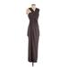 Donna Karan New York Casual Dress - Formal V Neck Sleeveless: Brown Print Dresses - New - Women's Size P