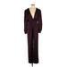 IEENA for Mac Duggal Jumpsuit Plunge 3/4 sleeves: Burgundy Print Jumpsuits - Women's Size 0