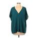 ee:some Short Sleeve Blouse: Teal Tops - Women's Size Small