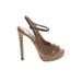 Miu Miu Heels: Tan Print Shoes - Women's Size 39 - Peep Toe