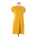 Gap Casual Dress - Mini Crew Neck Short sleeves: Yellow Print Dresses - Women's Size Small