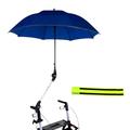 MPB Pieper Universal Roller Umbrella with Holder and Umbrella Cover 99: Highest Quality Made in Germany for Rain, Sun, Wind, UV + Olanmarp Band with Stripes (Blue with Reflective Edge)