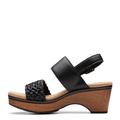 Clarks Women's Seannah Step Wedge Sandal, Black Leather, 7 UK