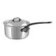 Mauviel M'Cook CI 5-Ply Polished Stainless Steel Sauce Pan With Lid, And Cast Iron Handles, 1.2-qt, Made In France