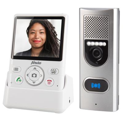 ALECTO Video-Türsprechanlage "Türsprechanlage mit Kamera und 3.5 Zoll Farbdisplay", weiß (weiß, silber), B:15cm H:9cm T:22cm, Überwachungskameras