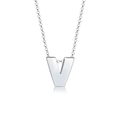 Kette mit Anhänger ELLI "Buchstabe V Initialen 925 Sterling Silber", silber, Halsketten, Damen, 45, ohne Stein, Silber 925 (Sterlingsilber), L: 45cm Image