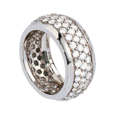 Silberring JOBO Gr. 64, silber (silber 925), Fingerringe, Damen, 64, Silber 925 (Sterlingsilber), breit 925 Silber mit Zirkonia rundum Image