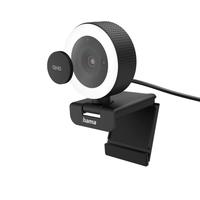 HAMA Full HD-Webcam PC Kamera, Webcam mit Ringlicht und Fernbedienung, Streaming, Gaming Camcorder schwarz Webcams