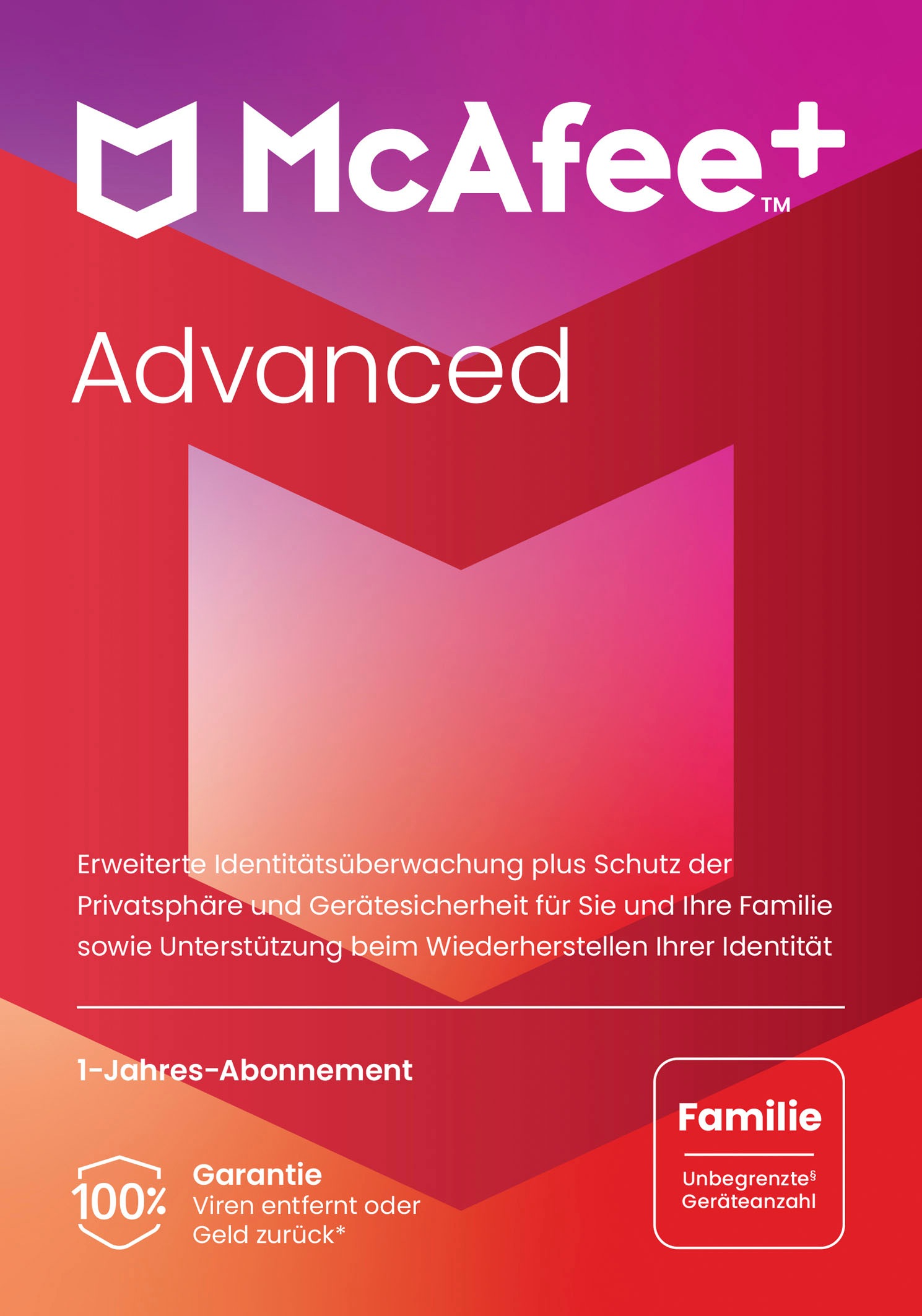 MCAFEE Virensoftware "McAfee+ Advanced - Familie", transparent, PC, Software Image