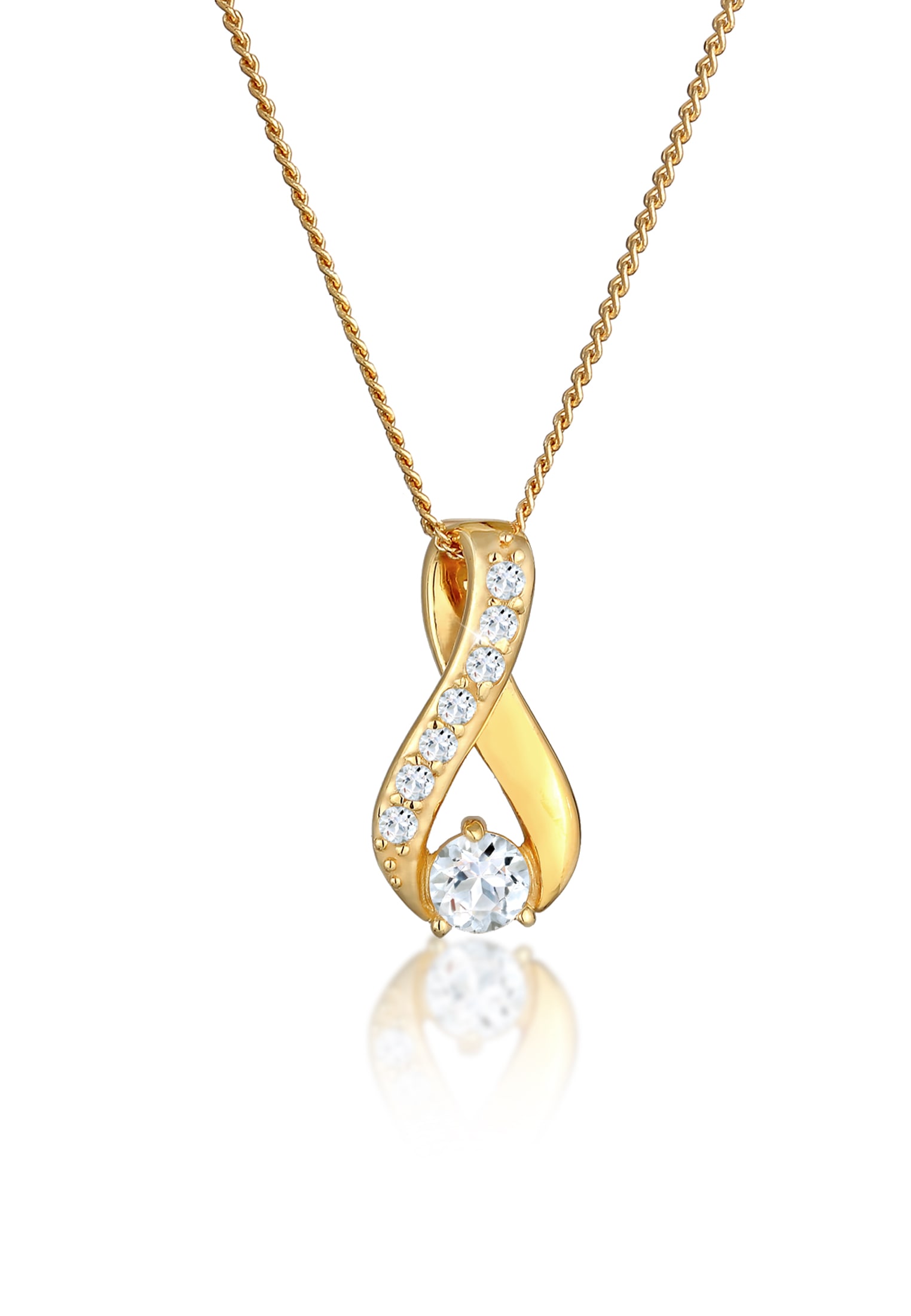 Collierkettchen ELLI PREMIUM "Infinity Symbol Topas 585 Gelbgold", gold, Halsketten, 45,mit Steinen, Gelbgold 585, L: 45 Image
