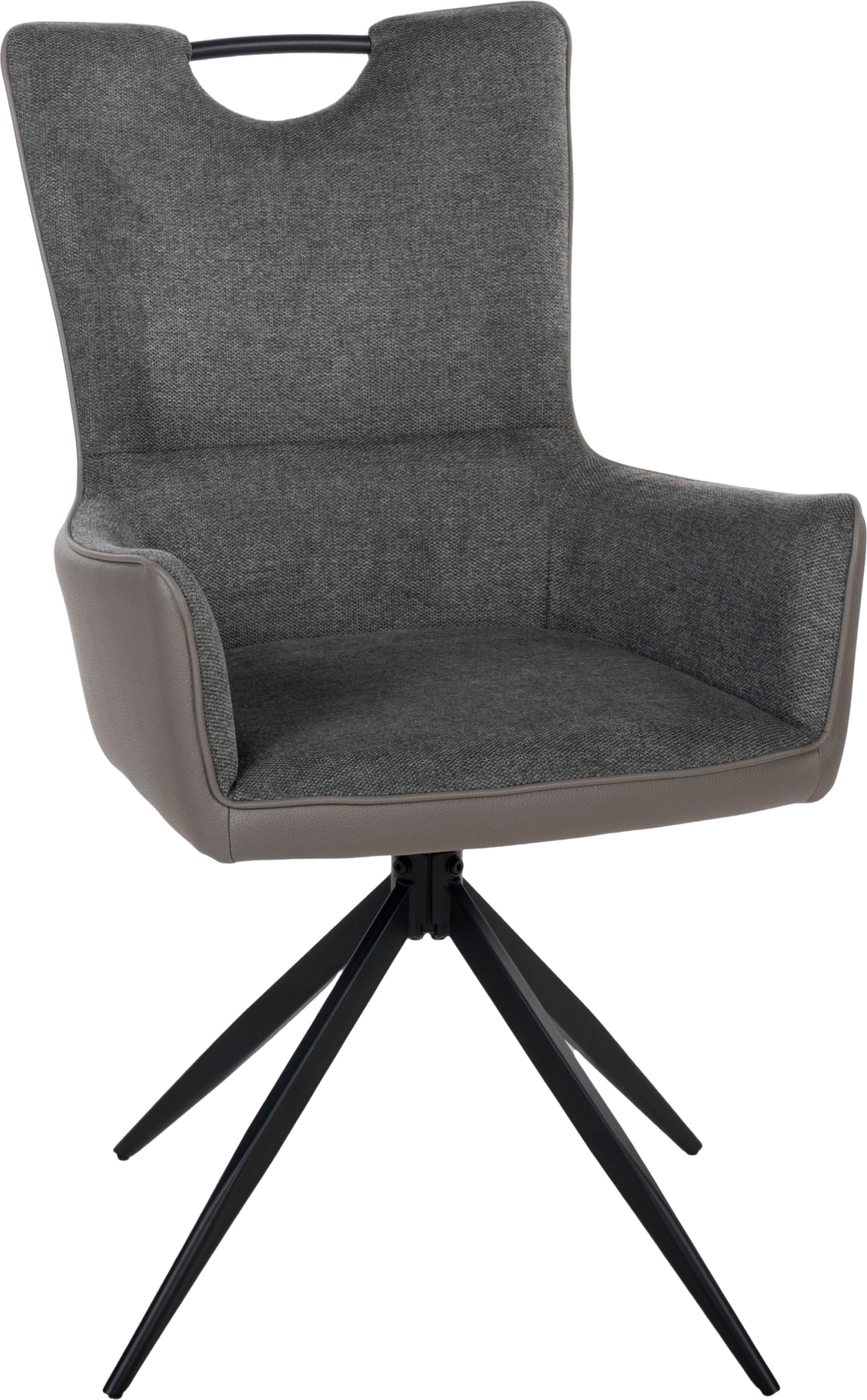 Esszimmerstuhl DUO COLLECTION "Valeria Esszimmerstuhl, 2er-Set", grau (dunkelgrau, schwarz), B:56cm H:95cm T:61cm, Polyester, Stühle, Esszimmerstuhl, drehbar, Mikrofaser in Lederlook und Webstoff mit Armlehnen und Griff