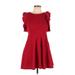 Emerald Sundae Casual Dress - A-Line: Red Solid Dresses - Women's Size 12