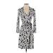 Diane von Furstenberg Casual Dress - Wrap: Black Snake Print Dresses - Women's Size 0