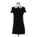 Divided by H&M Casual Dress - Party Crew Neck Short sleeves: Black Print Dresses - Women's Size 2