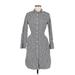 J.Crew Cocktail Dress - Shirtdress Collared 3/4 sleeves: Gray Dresses - Women's Size 8 Petite