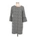 Emma & Michele Casual Dress - Shift: Gray Plaid Dresses - Women's Size 12