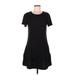 Good Luck Gem Casual Dress - DropWaist Crew Neck Short sleeves: Black Solid Dresses - Women's Size Medium