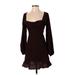 BP. Casual Dress - Mini Plunge Long sleeves: Burgundy Polka Dots Dresses - Women's Size X-Small