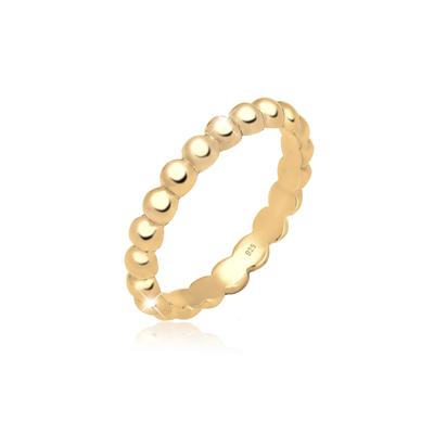 Fingerring ELLI "Stacking Ring Kügelchen 925 Silber" Gr. 58, gold, Fingerringe, Damen, 58mm, ohne Stein, Silber 925 (Sterlingsilber), 3mm Image