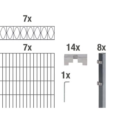 Doppelstabmattenzaun ALBERTS "Eleganz", grau (anthrazit), H:100cm, Stahl, Zaunelemente, anthrazit, Höhe: 100-160cm, Gesa