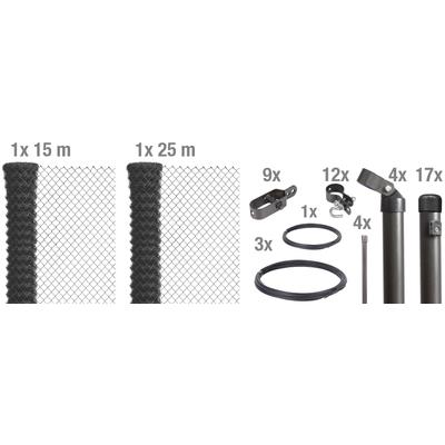 Maschendrahtzaun ALBERTS, grau, H:150cm, Stahl, Zaunelemente, Höhe: 80 - 200 cm, Gesamtlänge: 15 - 100 m, zum Einbetonie