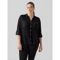 Hemdbluse VERO MODA CURVE "VMBUMPY L/S SHIRT NEW GA NOOS" Gr. 46, schwarz (black) Damen Blusen langarm