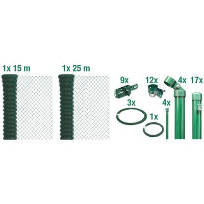 Maschendrahtzaun ALBERTS, grün, H:100cm, Stahl, Zaunelemente, Höhe: 80 - 200 cm, Gesamtlänge: 15 - 100 m, zum Einbetonie