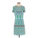 Maggy London Casual Dress - Mini Crew Neck Short sleeves: Teal Dresses - Women's Size 2